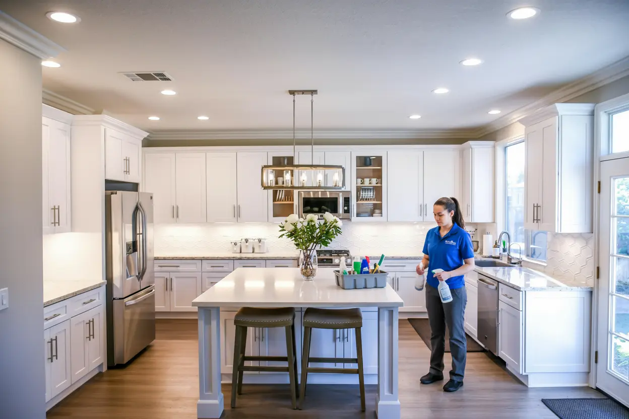 Professional cleaning service in Portland - team member with supplies